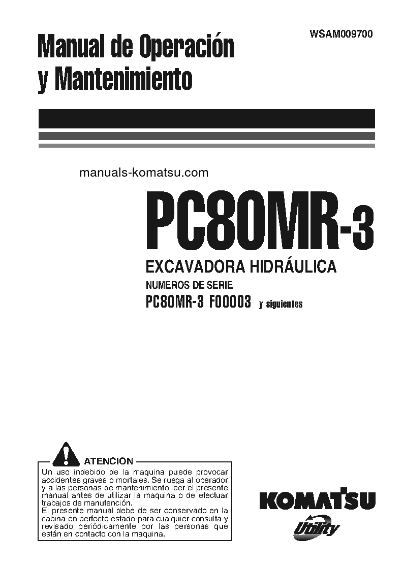 PC80MR-3(ITA) S/N F00003-UP Operation manual (Spanish)