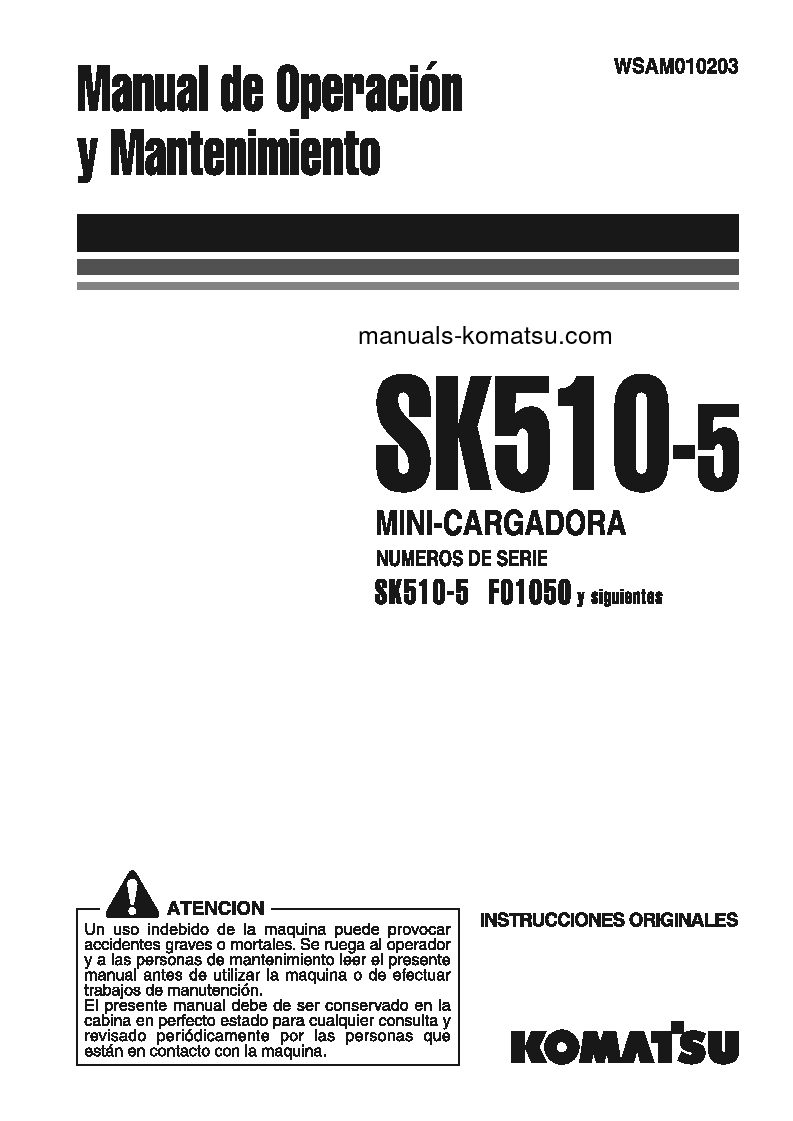 SK510-5(ITA) S/N F01050-UP Operation manual (Spanish)