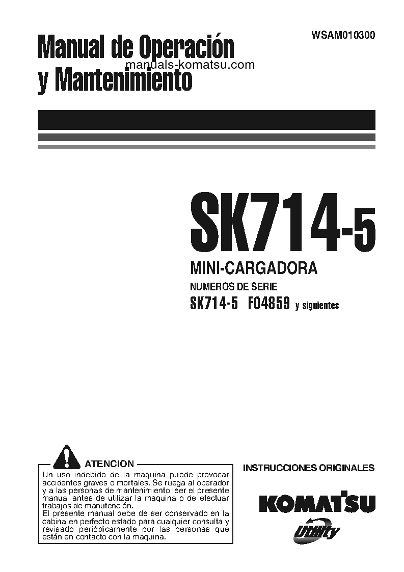 SK714-5(ITA)-/ S/N F04859-UP Operation manual (Spanish)