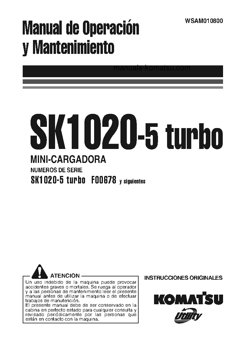 SK1020-5(ITA)-TURBO S/N F00678-UP Operation manual (Spanish)