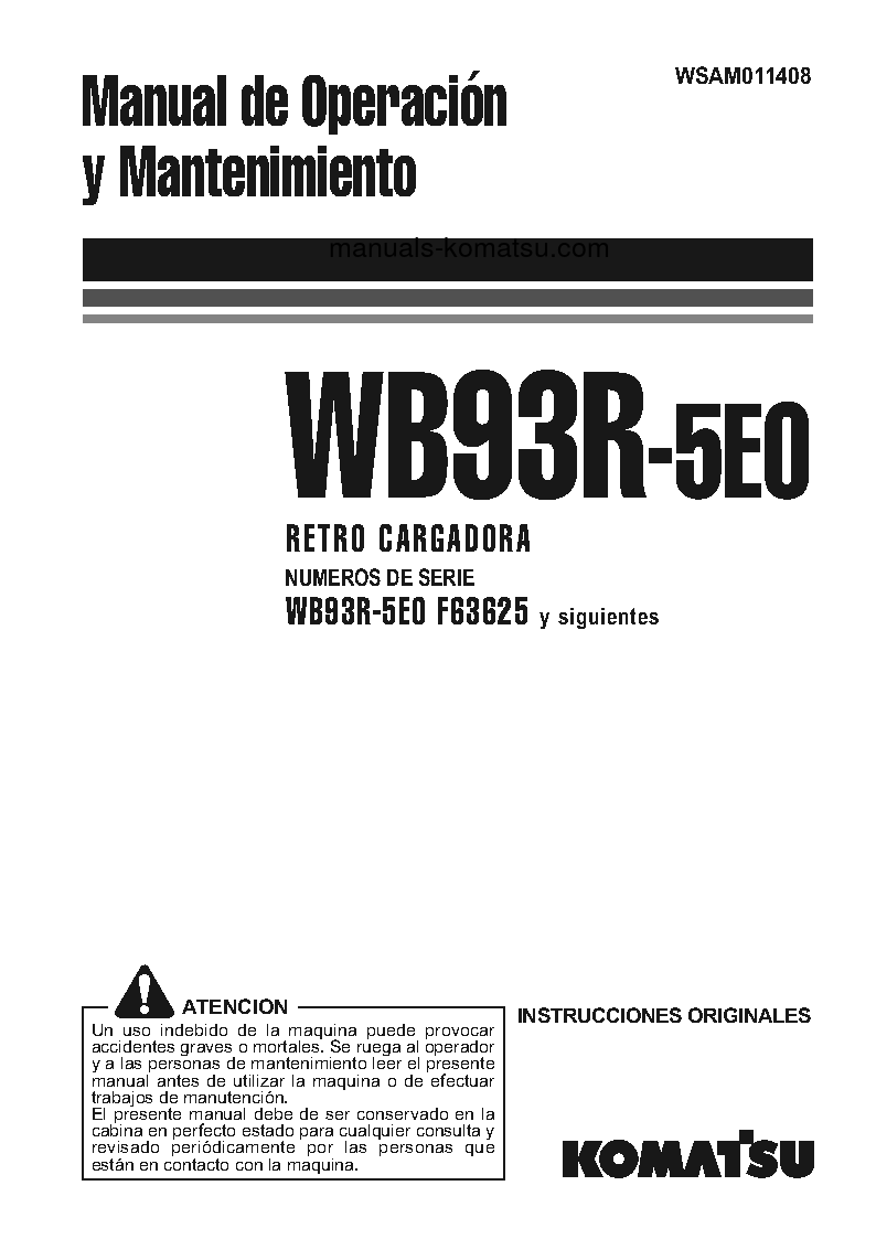 WB93R-5(ITA)-TIER 3 S/N F63625-UP Operation manual (Spanish)