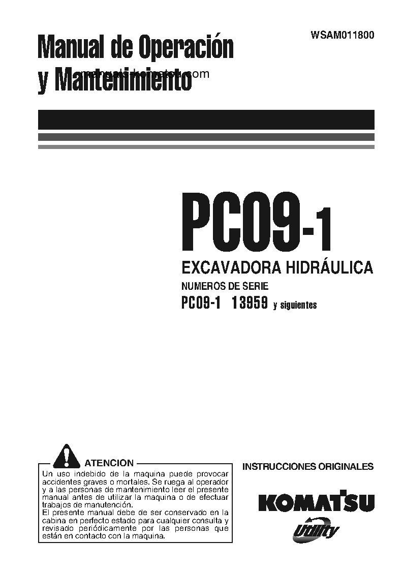 PC09-1(ITA) S/N 13959-UP Operation manual (Spanish)
