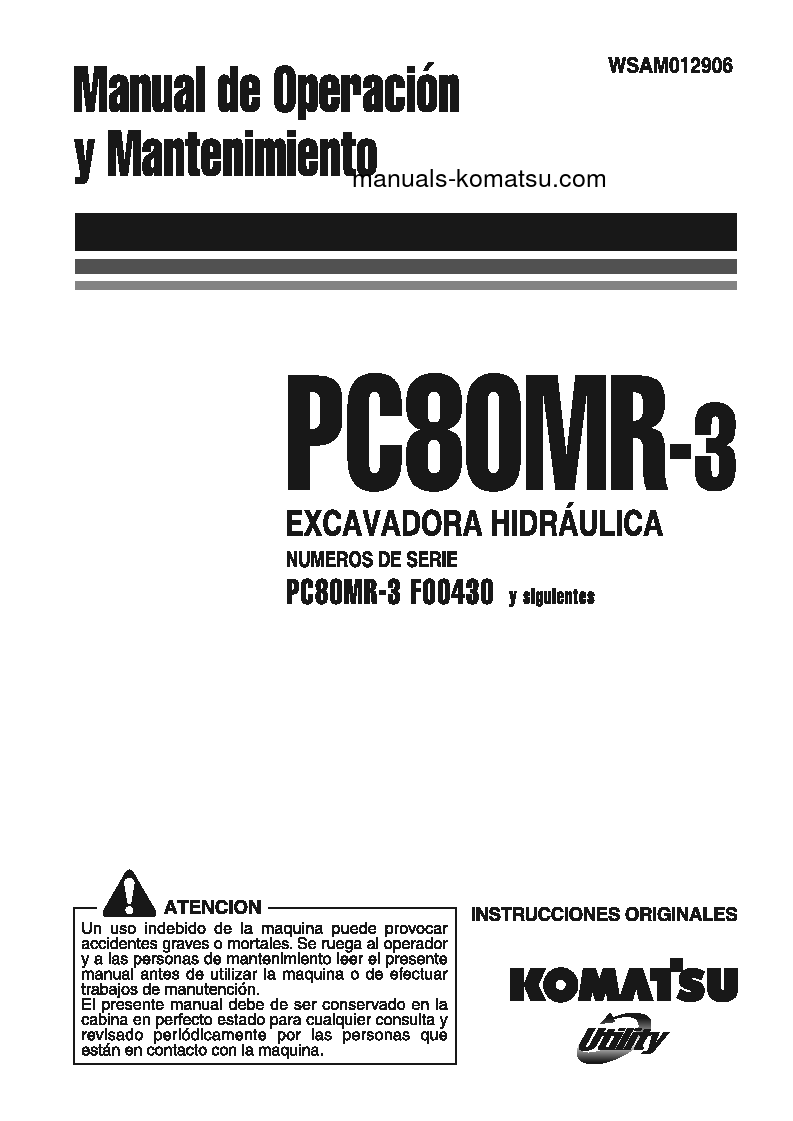 PC80MR-3(ITA) S/N F00430-UP Operation manual (Spanish)