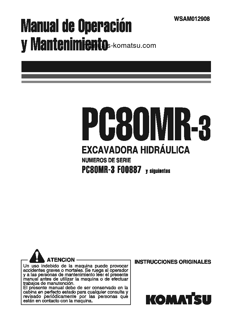 PC80MR-3(ITA) S/N F00887-UP Operation manual (Spanish)