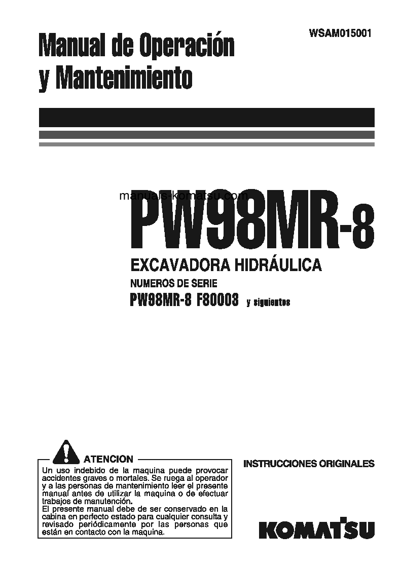 PW98MR-8(ITA) S/N F80003-UP Operation manual (Spanish)