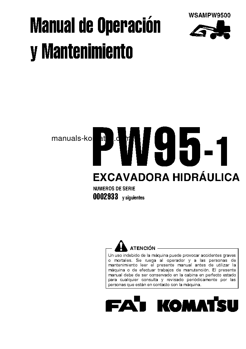 PW95-1(ITA) S/N 2933-UP Operation manual (Spanish)