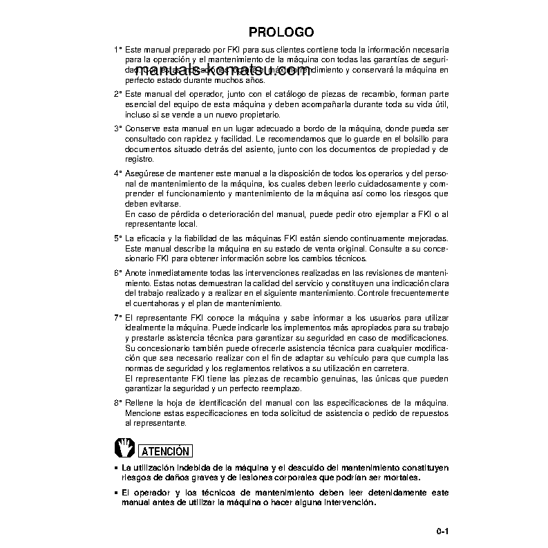 Protected: PW95-1(ITA) S/N 2933-UP Operation manual (Spanish)