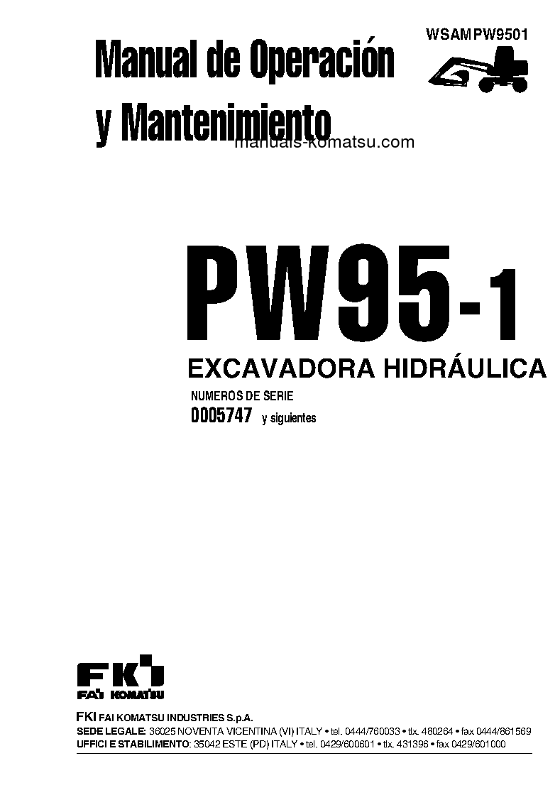 Protected: PW95-1(ITA) S/N 5747-UP Operation manual (Spanish)
