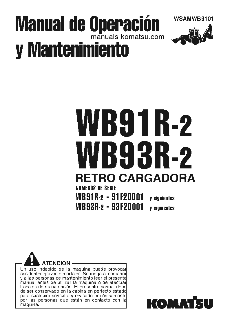 WB91R-2(ITA) S/N 91F20001-UP Operation manual (Spanish)