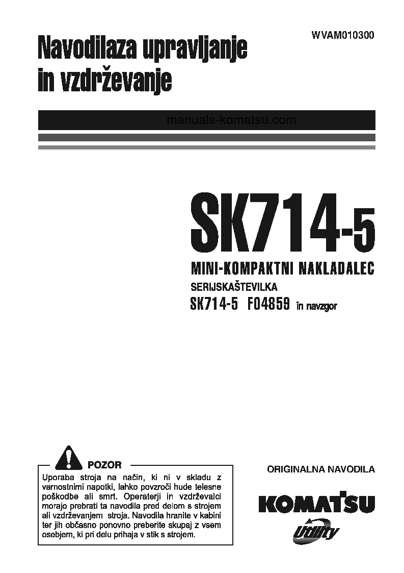 SK714-5(ITA)-/ S/N F04859-UP Operation manual (Slovene)