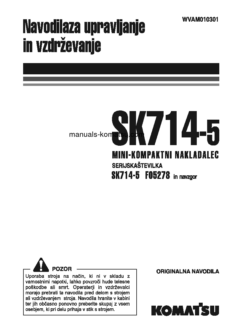 SK714-5(ITA)-/ S/N F05278-UP Operation manual (Slovene)
