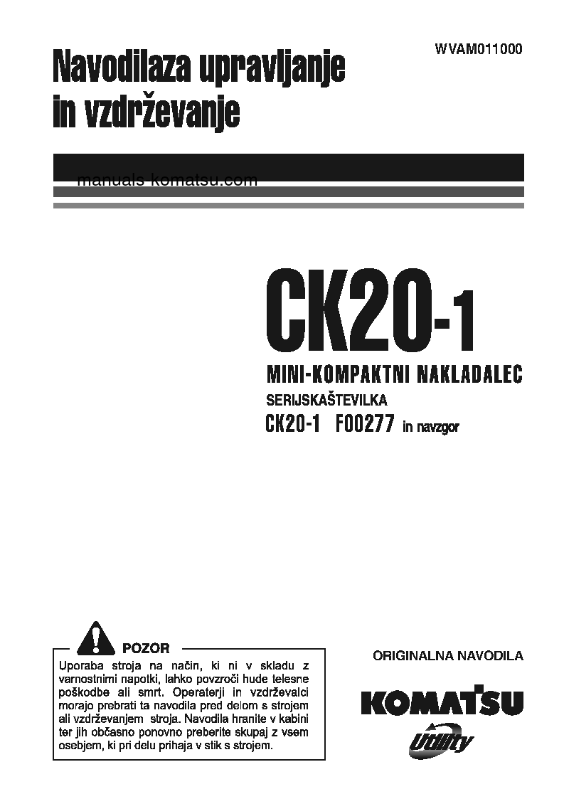 CK20-1(ITA) S/N F00277-UP Operation manual (Slovene)