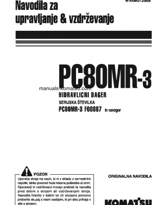 PC80MR-3(ITA) S/N F00887-UP Operation manual (Slovene)
