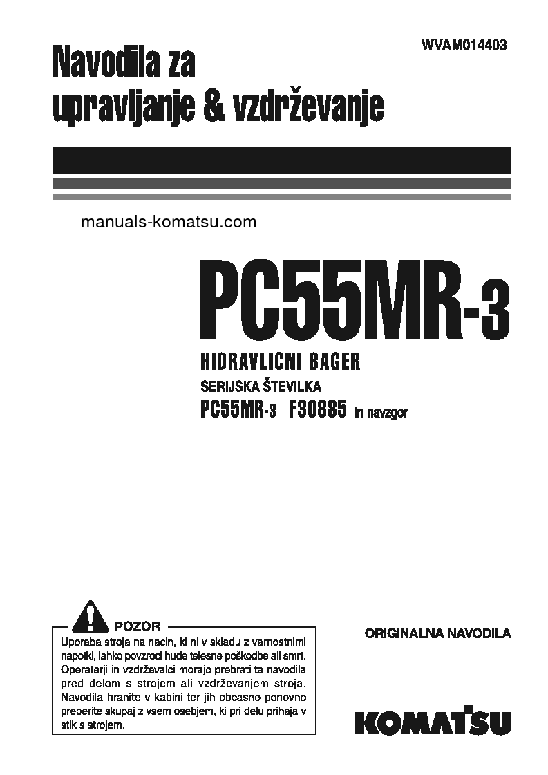 PC55MR-3(ITA) S/N F30885-UP Operation manual (Slovene)