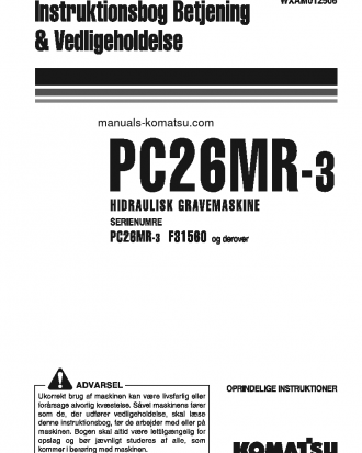 PC26MR-3(ITA) S/N F31560-UP Operation manual (Danish)