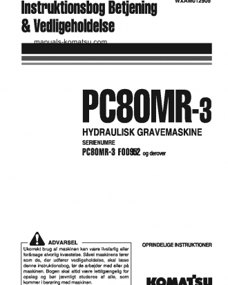 PC80MR-3(ITA) S/N F00952-UP Operation manual (Danish)
