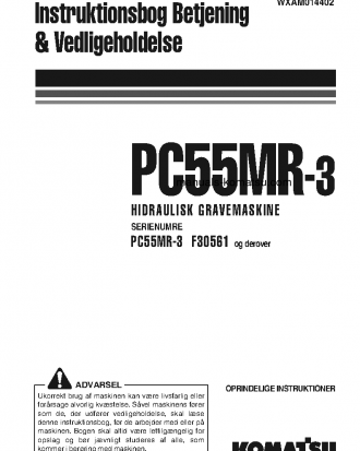 PC55MR-3(ITA) S/N F30561-UP Operation manual (Danish)
