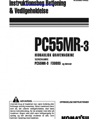 PC55MR-3(ITA) S/N F30885-UP Operation manual (Danish)