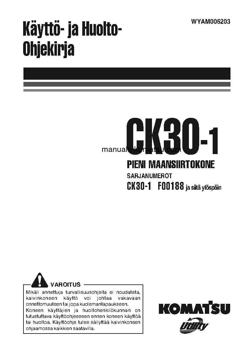 CK30-1(ITA) S/N F00188-F00197 Operation manual (Finnish)