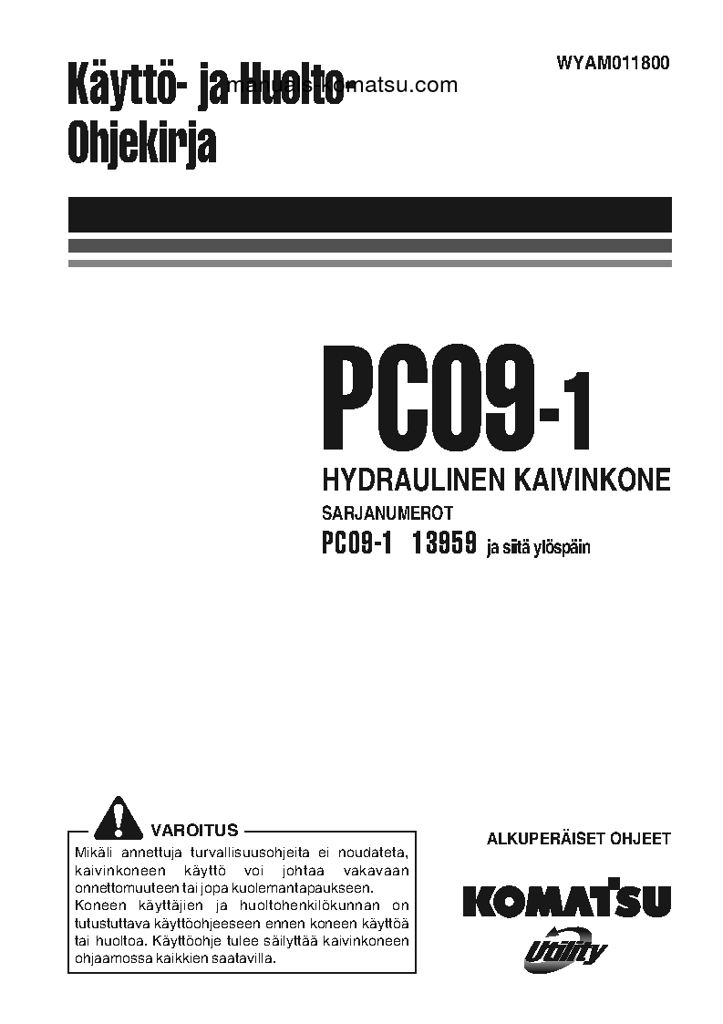PC09-1(ITA) S/N 13959-UP Operation manual (Finnish)