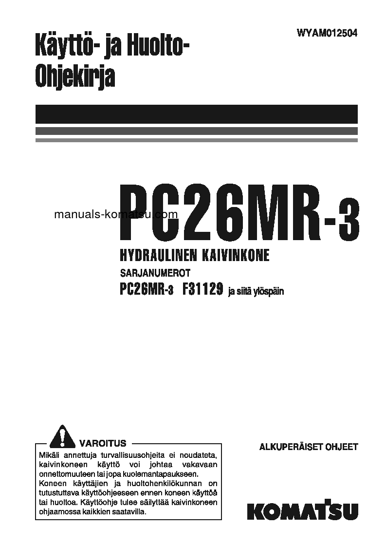 PC26MR-3(ITA) S/N F31129-UP Operation manual (Finnish)