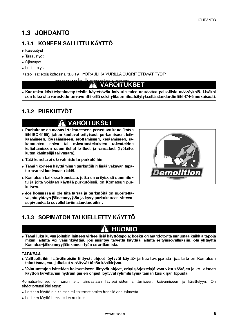 Protected: PC80MR-3(ITA) S/N F00952-UP Operation manual (Finnish)