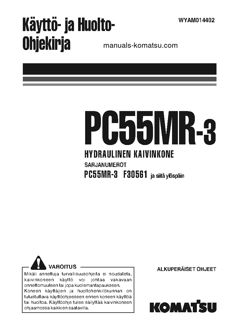 PC55MR-3(ITA) S/N F30561-UP Operation manual (Finnish)