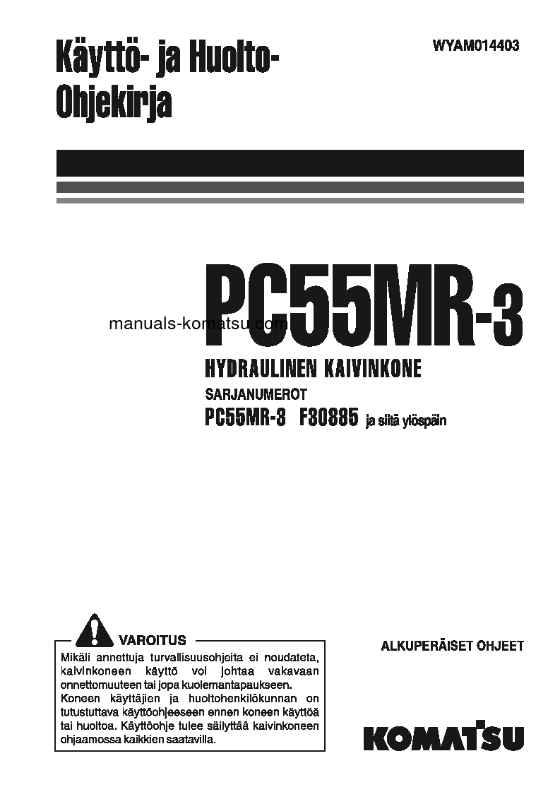 PC55MR-3(ITA) S/N F30885-UP Operation manual (Finnish)