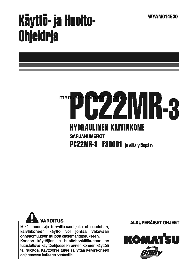 PC22MR-3(ITA) S/N F30001-UP Operation manual (Finnish)