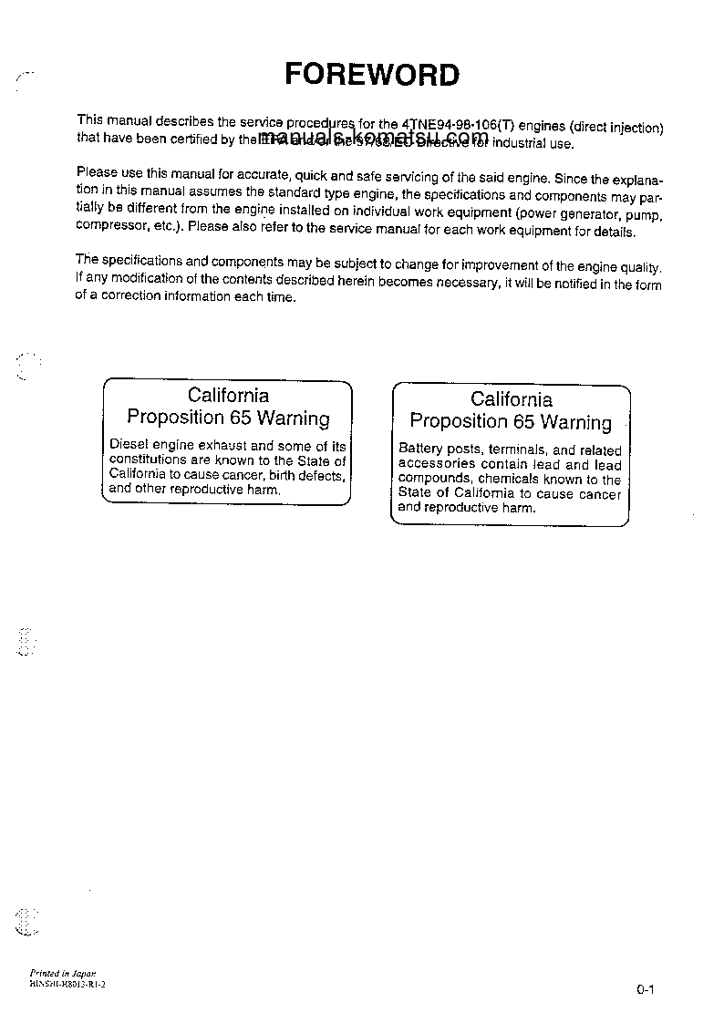 Protected: 4TNE YANMAR-4(DEU)-TNE S/N 1-UP Shop (repair) manual (English)