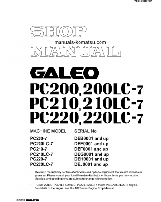 PC220LC-7(CHN)-MULTI-MONITOR S/N DBJ0001-UP Shop (repair) manual (English)